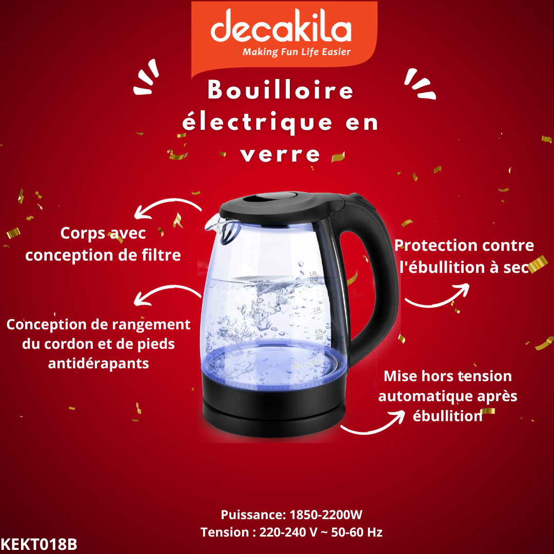 Bouilloire électrique en verre – decakilapro